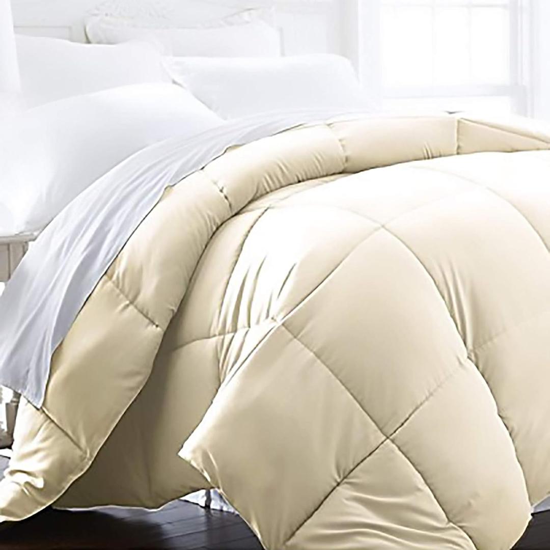 Beckham Hotel Collection Full/Queen Size Comforter - 1600 Series Down Alternative Home Bedding & Duvet Insert - Cream
