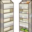 Yecaye Hanging Over the Door Organizer 1 Pack, 35.2lbs Load Toy Stuffed Animal Storage, Swing-proof Bathroom Organizers and Storage for Nursery Newborn Baby Essential Stuff Beige (4 Tier)