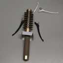 AIMIKE Round Hair Brush, 1 inch Barrel with Boar Bristles, Nano Thermal Ceramic & Ionic Tech, for Blow Drying, Styling, Curling and Shine + 4 Clips (Gold, Unisex, Fine Hair, Short Hair, AntiFrizz)