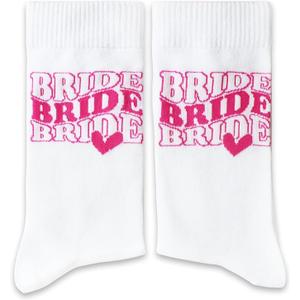 Pink Heart Bride Socks Collection  Bride & Team Bride Embroidered Wedding Socks for Women, Bachelorette Party Gifts