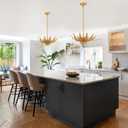 22 Modern Chandelier Brass Adjustable Classic Pendant Light Gold Leaf Foral Contemporary Pendant Lighting Fixtures for Dining Room Kitchen Island Living Room, UL Listed