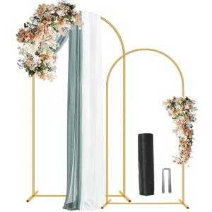Wedding Arch Backdrop Stand Set of 2 (7.2FT, 6FT),Gold Metal Arch Backdrop Stand,Balloon Arch Stand for Wedding Ceremony Baby Shower Outdoor Indoor Birthday Party Graduation Decoration