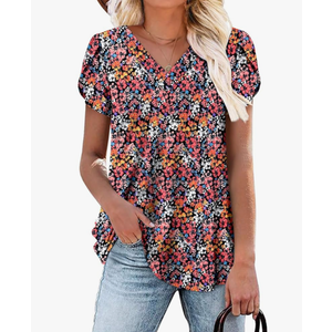 ONLYSHE Womens Tops Short Sleeve Tunics Blouse Spring Summer Casual V Neck Tshirts XL