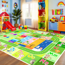 BATATADOCE Alphabet Rugs for Kids Playroom - Educational Rug with ABC Alphabet, Animals Colors, ABC Rugs for Kids Playroom Cartoon Play Mat for Bedroom Decor, Green, 4x6 Feet
