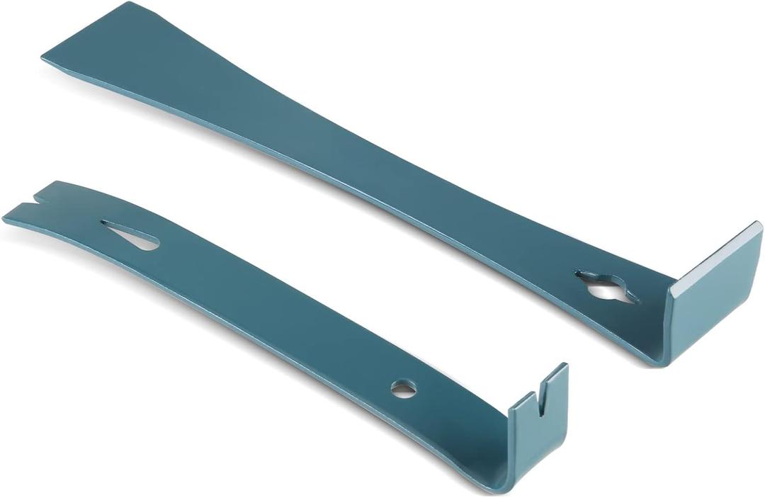 2pc 7-1/4" & 9-1/4 Flat Pry bar, Teardrop Nail Puller,High-Carbon Steel,Gray