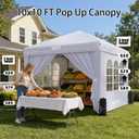 10x10 Pop Up Canopy with Sidewalls, One Push Setup, Portable Carry Bag-White