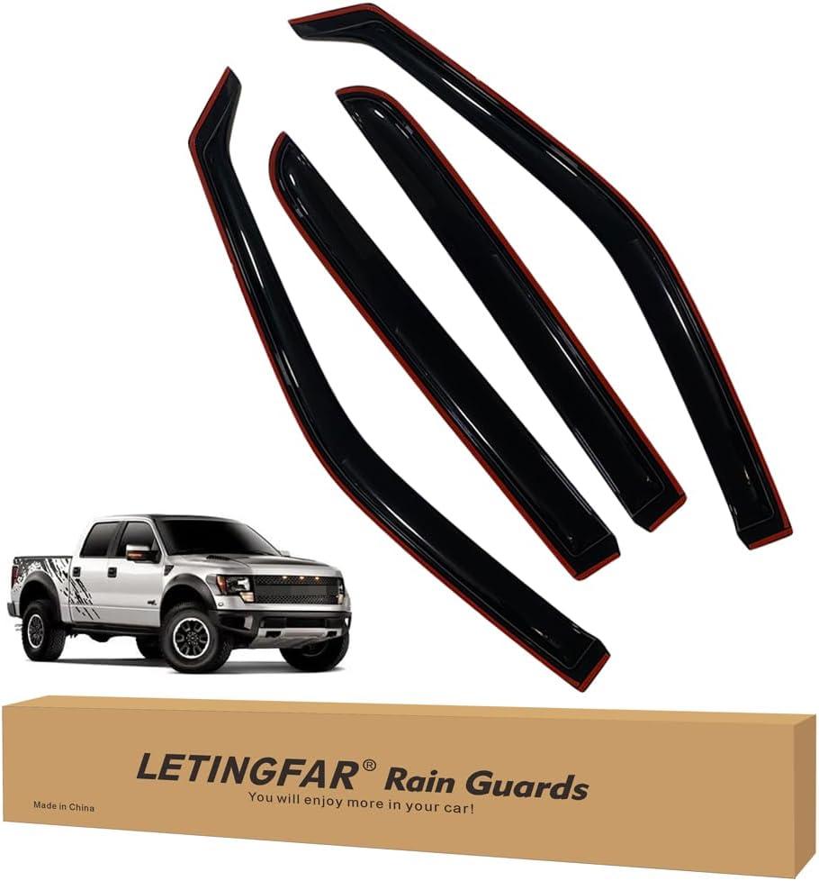 In-Channel Rain Guards for Ford F150 2015-2020 SuperCrew, Side Window Deflectors