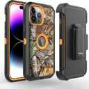 New Designed Defender Case Designed for iPhone 16 Pro Max, Protective Stripe Defender Shockproof Hybrid Case Dual Layer Hard Cover Compatible with iPhone 16 Pro Max (Clip+Camo Orange)