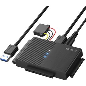 FIDECO USB 3.0 to SATA or IDE Adapter, Hard Drive Adapter Cable Universal for 2.5/3.5 inch SATA HDD/SSD & IDE HDD with 12V Power Adapter