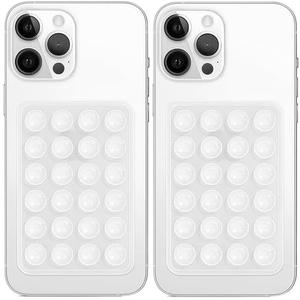 Galundge 2 Pack Silicone Suction Phone Case Mount, Non Slip Sticky Grip for Cellphone, Silicon Adhesive Suction Cup Mount, Strong Grip Holder for Selfies and Videos (Translucent)