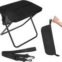 DZ Duozhan Portable Camping Stool - Foldable Backpack Stool 13" with 260lb Capacity, Lightweight Collapsible Stool with Carry Bag & Adjustable Strap for Hiking, Fishing, Beach Outdoor (Black)