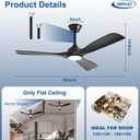 Depuley 52-Inch Ceiling Fan with Light: Black 3 Blade Outdoor Fans for Patios - Dimmable Indoor Fan with Remote Control Living Room Fandelier Ceiling Fans Ultra Quiet DC Motor Reversible 6 Speed Timer