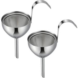 2 Sets Stainless Steel Funnel with Strainer 3 Inch Mouth Diameter Wine Filter Strainer for Filling Bottles, Oils, Juice, Wine, Coffee, Milk