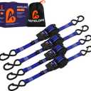 A ANTELOPE 4-Pack Auto Retractable Ratchet Strap Bundles 1" x 12', 1500 lbs Breaking Strength Each, Heavy Duty Tie-Down Straps for Securing Cargo, Weather Resistant Security S-Hooks (Blue)