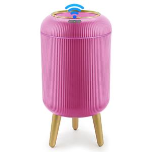Pukomc Smart Sensor Wastebasket, Convenient and Hygienic Easy to Use, Technology Sensor Waterproof Wastebasket Plastic Trash can for Kitchen, Bathroom, Bedroom, Living Room, Office and Outdoor Pink