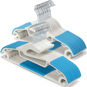 Tinfol Dry Wet Hangers - Space Saving Clothes Hanger, 30pc Plastic Suit Hangers with Non-Slip Pads Clothes - Heavy Duty Hanger Perfect for Cloth, Underwear, Pants, Shirts and Sweaters (White)