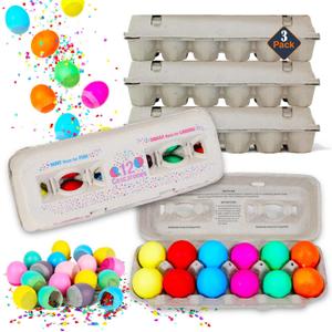 Cascarones Eggs 3 Dozen Pack - 36 Easter Eggs with Rainbow Colorful Confetti | Confetti Easter for Kids, Teens, Adults