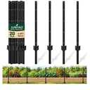 Fence Posts 3FT, Metal U Posts for Wire Fence, 15 Pack，BlackHeavy-Duty Garden Fence Posts with Reinforced Anchor Plate, No Dig Rustproof Steel Fence Stakes for Yard, Farm