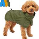 Tuff Pupper Waterproof Dog Raincoat | Full-Body Windproof Rain Jacket for Dogs | Reflective Strips | Breathable Mesh Lining | Adjustable Fit | Leash Port | Small Medium Large XL XXL Dogs (Olive, XXS) (5-10 lbs (XX-Small))