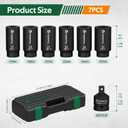 1/2" Drive Crank Bolt Socket Set, 7Pcs, 17/19/21/22/24/27mm, 3/4"-1/2" Adapter, Harmonic Balancer Socket Set, 6-Point Deep Impack Socket, 3 Times Momentum Power of Crank Bolt Removal Tool