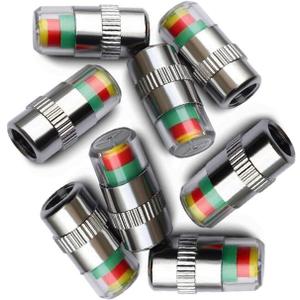 ANKI HAPPIGO 8Pcs 2.2Bar 32-to-35 PSI Car Tire Pressure Monitor Valve Stem Caps Sensor Indicator Easy to Read 3 Color Eye Alert