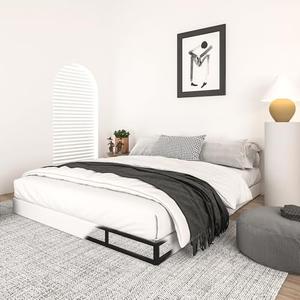 Qingzhou Box Spring Full Size Bed, 5 Inch High Metal Full Size Box Spring Only, Heavy Duty Mattress Foundation with Fabric Cover, Easy Assembly, Quiet Noise Free, Non Slip, Black (Mattress Not Included)