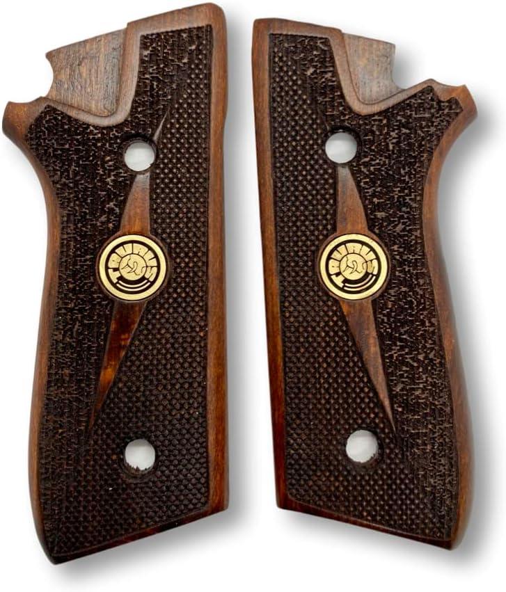 for Taurus PT59, PT92, PT99, PT100, PT101, PT917 Wooden Grips, Smooth Grips Handmade Birthday Newyear Sport for Men & Veterans (Taurus - Dark Brown)