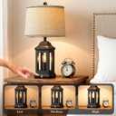 24" Rustic Farmhouse Table Lamps for Living Room Set of 2, Touch Dimmable Nightlight Vintage Bedside Lamps with USB A+C Ports & Dual Light Sources for Bedroom Nightstand End Table, Matte Black