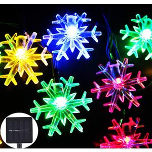 Solar Christmas Lights Outdoor Waterproof Decorations 20 Ft 30 LED Snowflake String Fairy Lights with 8 Lighting Modes for Wedding, Party, Tree, Room, Garden, Patio, Yard, Home