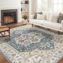 Vintage 9x12 Washable Area Rugs for Living Room, Non Slip, Blue
Soft, Pet & Kid Friendly, Ultra Thin Carpet for Living Room/Bedroom/Nursery/Kitchen, Indoor Daily Home Decor