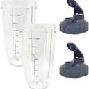 4 Pieces 32oz Blender Cups Compatible with Nutribullet Pro 600W 900W Replacement Parts with Convenient Flip-Top To-Go Lid