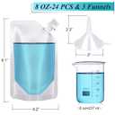 24 Pcs Plastic Flasks, 8 Oz Concealable and Reusable Drink Pouches, Leak-Proof Food Grade Plastic for Travel (8OZ-24PCS +3 Funnels)