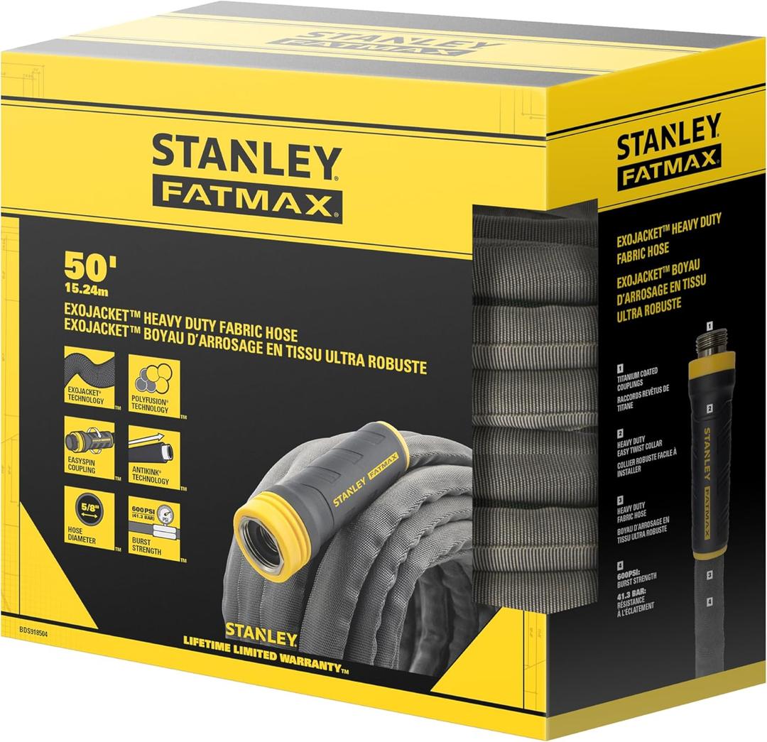 Stanley FATMAX 50 ft. x 5/8 in. Fabric Garden Hose with Swivel Coupling