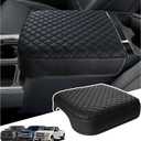Sinminou Center Console Armrest Cover Compatible with 2023-2026 Ford F250 F350 F450 F550 Super Duty Accessories, PU Leather Armrest Cover Protector Only Fit Bucket Seat (All-Inclusive Plaid Texture)