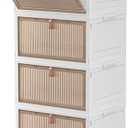 4 Tier Plastic Storage Bins with Lid 28QT - Stackable Storage Containers with Wheels, Folding Storage Boxes, Collapsible Storage Bins, Closet Organizers and Storage for Living Room,Office,Dorm