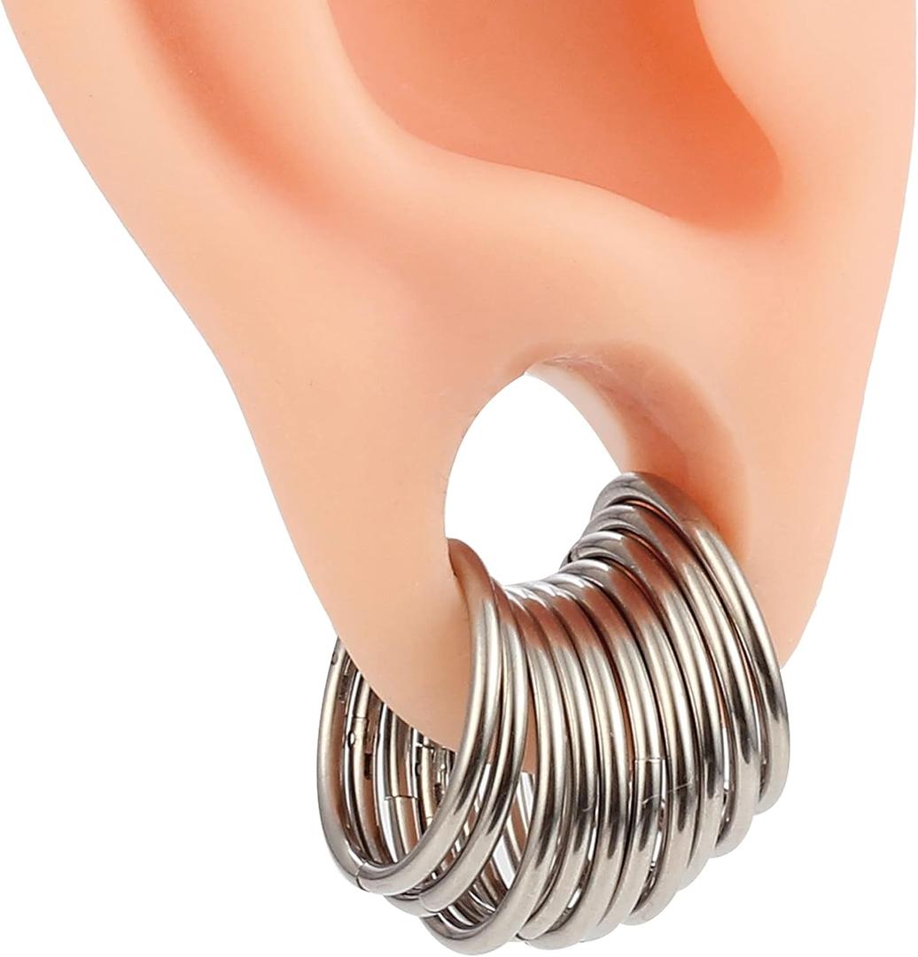 Casvort 10 PCS 16G Seamless Septum Nose Piercing Rings Segment Tragus Hoop Rings 316 Stainless Steel Helix Ring Stack Clickers Ear Plugs Hangers Women Body Jewelry (Silver Classic)