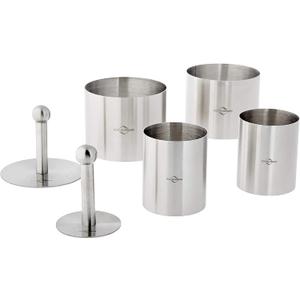 Stainless Steel 6-Piece Forming Rings with Tamper/Pushers, Silver