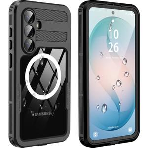 GOLDJU for Samsung Galaxy S26 Plus Case Waterproof, S26 Plus Case with Built-in Screen & Lens Protector, Shockproof Full Body Protection Phone Case, Compatible with MagSafe/Wireless Charging, Black