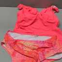 Women's Ruffle Two Piece Swimsuits Tummy Control Tankini V Neck Bathing Suits Modest Swimwear, Coral, Large