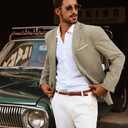 PJ PAUL JONES Mens Blazer Jackets Lightweight Casual Suits Stylish Sport Jacket for Men (Brown)