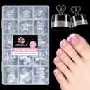 UNA GELLA Toe Nail Tips Squoval, 15 Sizes Half Cover Soft Gel Toenail Tips Square 216pcs Preetched Toe Nail Press Ons Clear Acrylic Fake Toe Nails Tips for Nail Extensions DIY Salon for Women