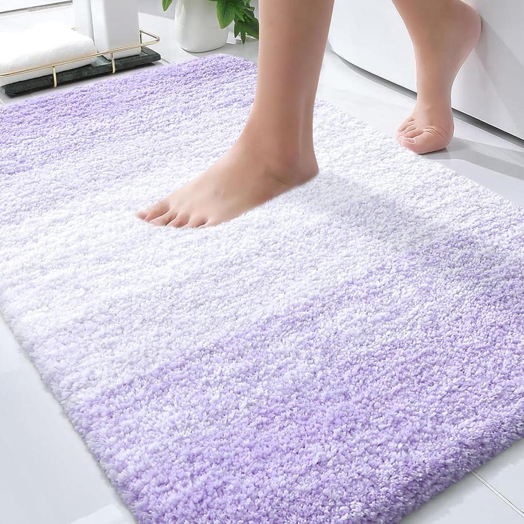 OLANLY Bathroom Rugs Mat 30x20, Extra Soft Absorbent Microfiber Bath Rugs, Rubber Backing, Quick Dry, Machine Washable Bath Mat for Bathroom Floor, Tub and Shower, Home Decor Accessories, Light Purple