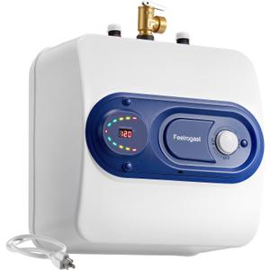 Electric Tank Water Heater, 4-Gallon Under Sink Instant Hot Water Tank，Equipped with Digital Temperature Display for RV, Camper, Kitchen, Food Truck，Wall or Floor Mounted, Blue