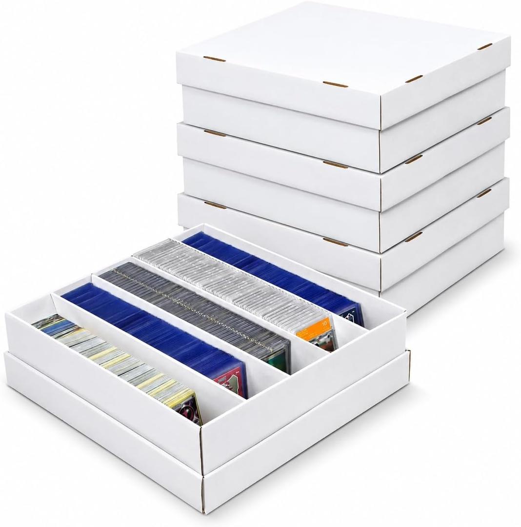3 Pack Trading Card Storage Box - 5 Rows Graded Card Case holds 220 PSA Slab Cards, Cardboard Holder Organizer Boxes with Dividers for Sport Cards