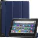 Custer Case for Fire 7 2022 Release,Ultra-Thin PU-Leather Hard Shell Cover for Fire 7 2022 Release - Blue