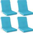 Summsun Patio Dining Chair Cushions with Non-Slip Bottom, Water Resistant Outdoor Seat Cushion with Ties, Removable Covers for Garden Lawn Patio Furniture, 44 x 20 Inch, Teal, Set of 4