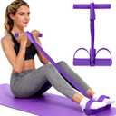 Pedal Resistance Band with Handle,Aturien 6-Tube Elastic Yoga Pedal Puller Exercise Bands,Multifunctional Stretch Bands for Exercise,Home Workout Equipment for Legs Arms Abs,Purple
