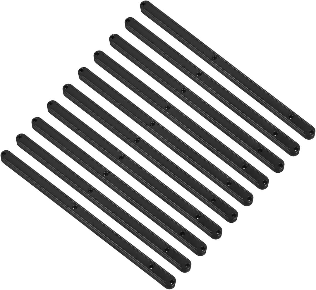 uxcell Drawer Slides, 10Pcs 300mm - Plastic Drawer Rails, Side Mounted Grooved Guide Rails for Cabinet Drawers Bedside Tables Wardrobe Dressers (Black)