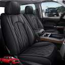 TTX LIGHTING Seat Covers Full Set Fit for 2007-2025 2026 Chevrolet Chevy Silverado GMC Sierra 1500 2500HD 3500HD Seat Covers for Cars Leather Waterproof Truck Seat Protector（Black)