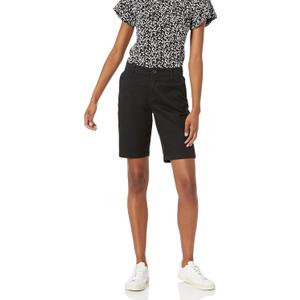 Amazon Essentials Women's Mid-Rise Slim-Fit 10" Inseam Bermuda Chino Shorts, Black, 12
